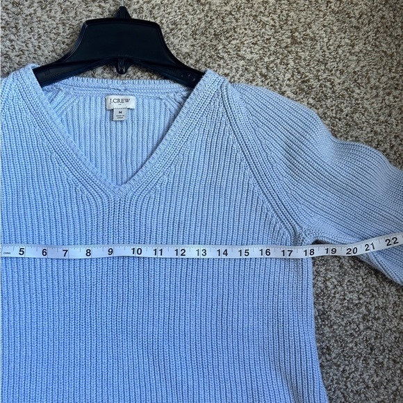 J. Crew Factory Pale Blue V-Neck Cable Knit Sweater Medium Casual Comfy - Picture 5 of 6